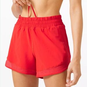 Lululemon Hotty Hot Hi-Rise Short 4” Mesh Lined Carnation Red